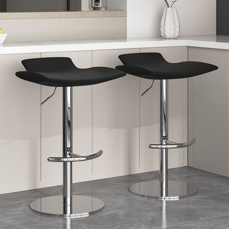 Adjustable Armless Swivel Barstools Saddle Seat Bar Stool with Chrome Base