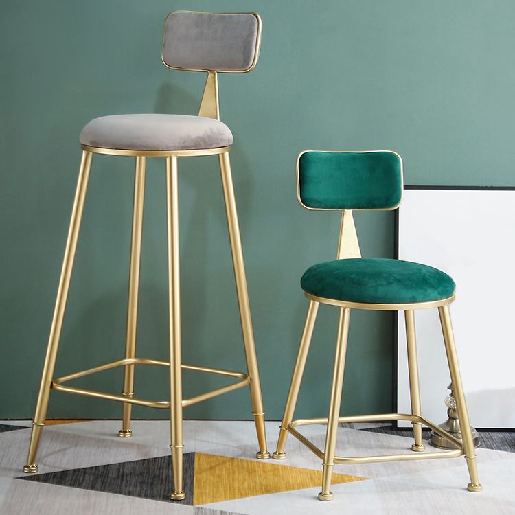 Modern Armless Counter Stool Iron Dining Room Bar Stool with Seat and Pedal