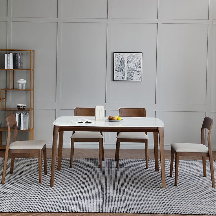 Contemporary Sintered Stone Standard Dining Set Rectangle Shape White Dining Set with 4 Legs Table Clearhalo 'Dining Room Sets' 'Dining Tables & Seating' 'dining_room_set' 'furn' 'furn_dining_room_set' 'Furniture' 'furniture_dining_room_set' 'Kitchen & Dining Furniture' 'kitchen&dining_furn' 'kitchen' 1200x1200_7afaf7b7-5ee0-4825-8046-94630ff01a79