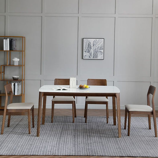 Contemporary Sintered Stone Standard Dining Set Rectangle Shape White Dining Set with 4 Legs Table Clearhalo 'Dining Room Sets' 'Dining Tables & Seating' 'dining_room_set' 'furn' 'furn_dining_room_set' 'Furniture' 'furniture_dining_room_set' 'Kitchen & Dining Furniture' 'kitchen&dining_furn' 'kitchen' 1200x1200_7afaf7b7-5ee0-4825-8046-94630ff01a79