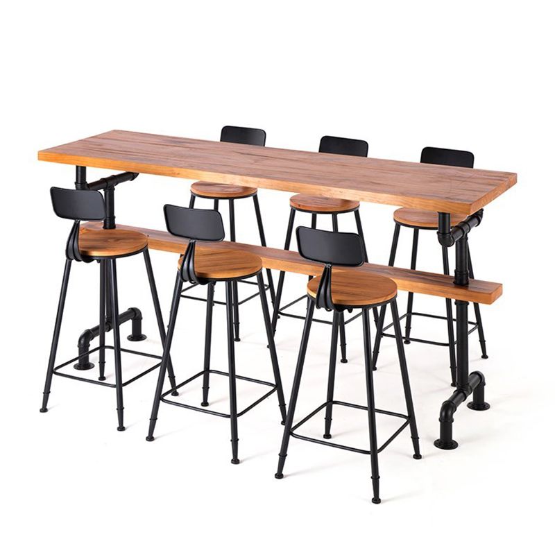 Brown Industrial Bar Table Pine Wood Milk Tea Shop Casual Bar Table Clearhalo 'Bar Furniture' 'Bar Tables' 'bar_tables' 'furn' 'furn_bar_tables' 'Furniture' 'furniture_bar_tables' 'Kitchen & Dining Furniture' 1200x1200_7afb92eb-0a5e-455a-9e05-437266380303