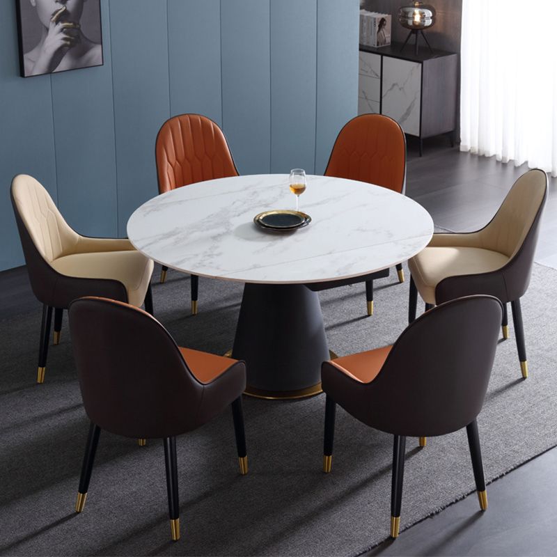 Sedia laterale in pelle glam in pelle sedia da pranzo interno per soggiorno