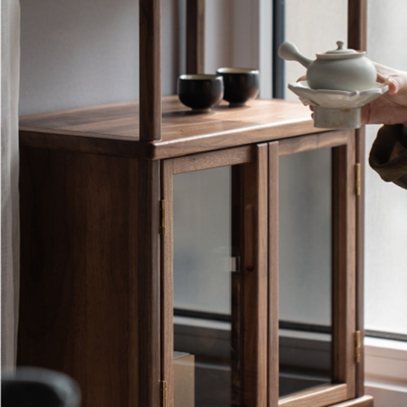 Porta in vetro in stile moderno in legno massiccio espresso con 1 cassetto