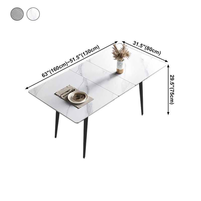 51.18''L Minimalist Sintered Stone Table Rectangle Extendable Dining Table for Kitchen Clearhalo ' dining_table' 'Dining Tables & Seating' 'Dining Tables' 'furn' 'furn_dining_table' 'Furniture' 'furniture_dining_table' 'Kitchen & Dining Furniture' 'kitchen&dining_furn' 'kitchen' 'kitchen_dining_table' 1200x1200_7afefae6-15f4-4531-897b-92dd8d3517bd