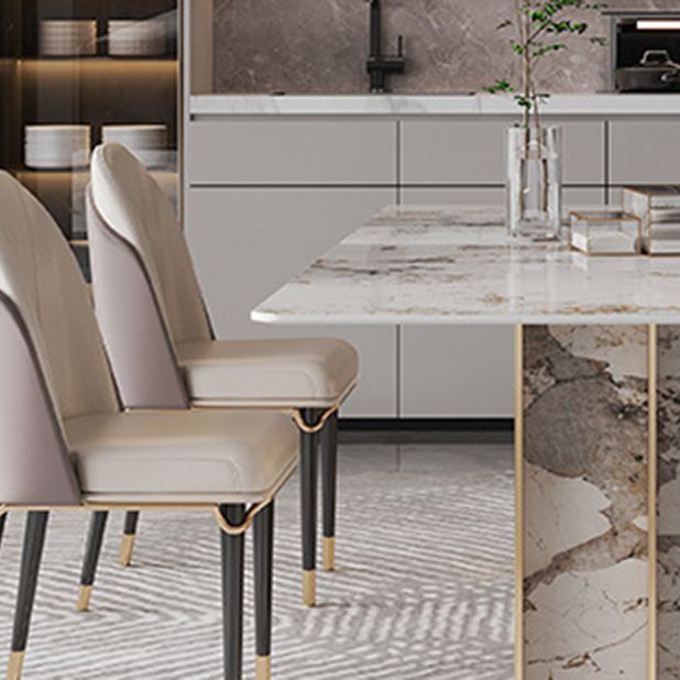 1/4/5/9 Pieces Rectangle Glam Furniture Stone Dining Table Set with Double Pedestal Base Clearhalo 'Dining Room Sets' 'Dining Tables & Seating' 'dining_room_set' 'furn' 'furn_dining_room_set' 'Furniture' 'furniture_dining_room_set' 'Kitchen & Dining Furniture' 'kitchen&dining_furn' 'kitchen' 1200x1200_7aff9d75-00d0-428d-b61f-0a8b3295b388