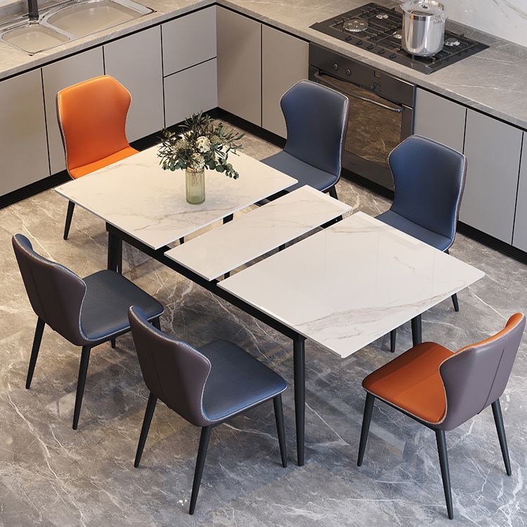 Modern 1/4/5/7 Pieces Dinette Set with White Sintered Stone Scalable Dining Table Set Clearhalo 'Dining Room Sets' 'Dining Tables & Seating' 'dining_room_set' 'furn' 'furn_dining_room_set' 'Furniture' 'furniture_dining_room_set' 'Kitchen & Dining Furniture' 1200x1200_7b00aa89-a9f7-4b51-8191-6eb4257ef06f