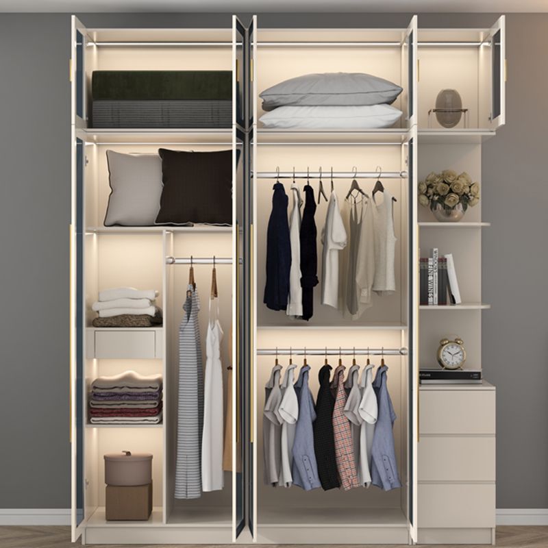 Contemporary Style Wardrobe Glass Wardrobe Closet With Shelves