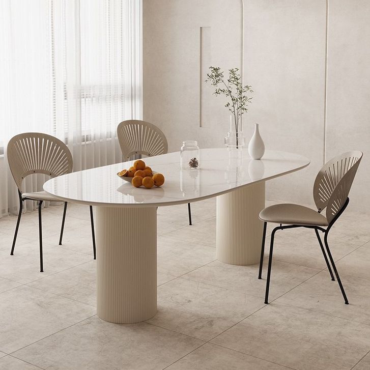 Moderne stijl ovale tafel set 1/4/5/6/7 stukken eetgelegenheid met metalen poten