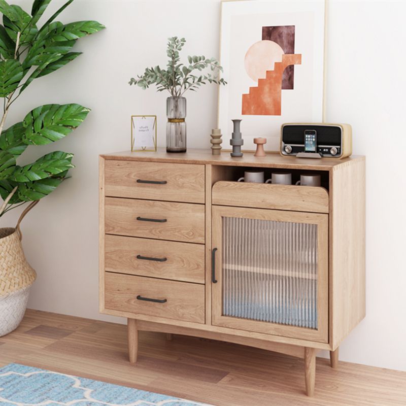 Wooden Sideboard Contemporary Home Side Board with Drawers and Cabinets Clearhalo 'buffet_sideboard' 'Buffets & Sideboards' 'furn' 'furn_buffet_sideboard' 'Furniture' 'Kitchen & Dining Furniture' 1200x1200_7b043274-83c8-4e0c-9f91-bf62dff4739c