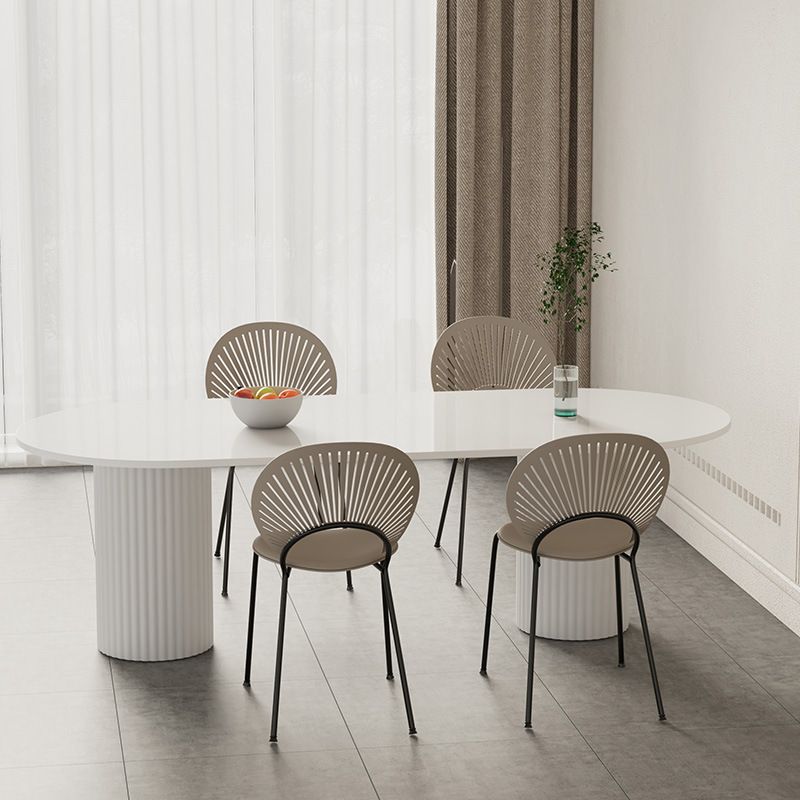 Oval Sintered Stone Dining Table Modern White Furniture with Double Pedestal for Home Clearhalo 'Dining Tables & Seating' 'Dining Tables' 'dining_table' 'furn' 'furn_dining_table' 'Furniture' 'Kitchen & Dining Furniture' 1200x1200_7b058164-7234-46fe-8880-59722eddbccf