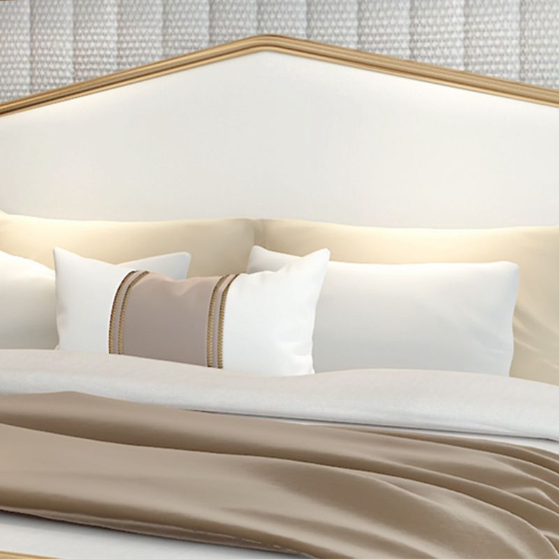 Glam Panel Bed with Camelback Headboard, Metal and Upholstered Bed Frame Clearhalo 'Bedroom Furniture' 'Beds' 'furn' 'furn_beds' 'Furniture' 1200x1200_7b06b911-8923-4904-92a7-b3838e047195