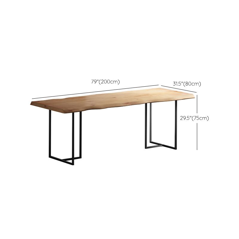 Modern Double Pedestal Dining Table Wood Table for Living Room