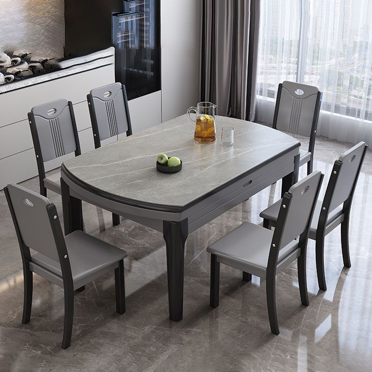 Sintered Stone Top Table 4 Legs Drop-Leaf Dining Table for Kitchen Clearhalo 'Dining Tables & Seating' 'Dining Tables' 'dining_table' 'furn' 'furn_dining_table' 'Furniture' 'Kitchen & Dining Furniture' 1200x1200_7b08437f-7161-4e79-9e3a-ea19fc883802