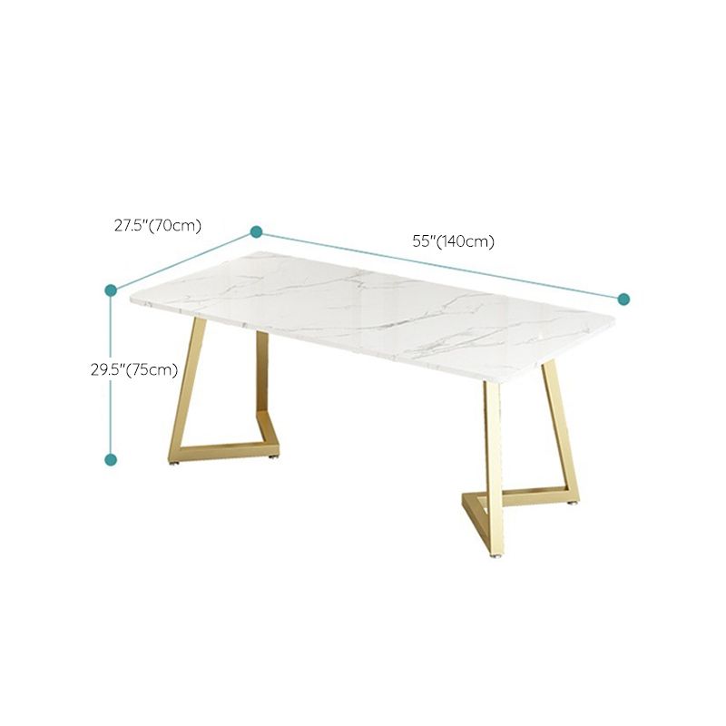 Glam Style Table Faux Marble Rectangle Table with Metal Legs for Home Use Clearhalo 'Dining Tables & Seating' 'Dining Tables' 'dining_table' 'furn' 'furn_dining_table' 'Furniture' 'Kitchen & Dining Furniture' 1200x1200_7b090896-f97c-461e-90d1-782729dde3f2