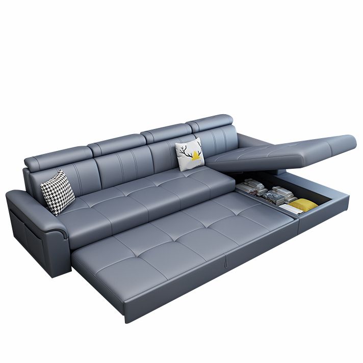 113.39" W x 64.96" D x 35.43" H Sleeper Sofa & Chaise Faux Leather Sewn Pillow Back Sofa Clearhalo 'furn' 'furn_sectionals' 'Furniture' 'furniture_sectionals' 'Living Room Furniture' 'Sectionals' 1200x1200_7b092f36-7b19-45d3-a110-33f343ec62d8