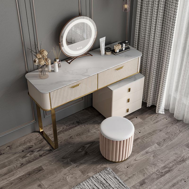 2/5-DRAWER-VALITY Make-up-Tisch-Set Metall-Schminktisch in Beige