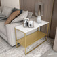 21.6" Tall Metal Frame End Table Faux Marble Rectangular Top Side Table with Shelf