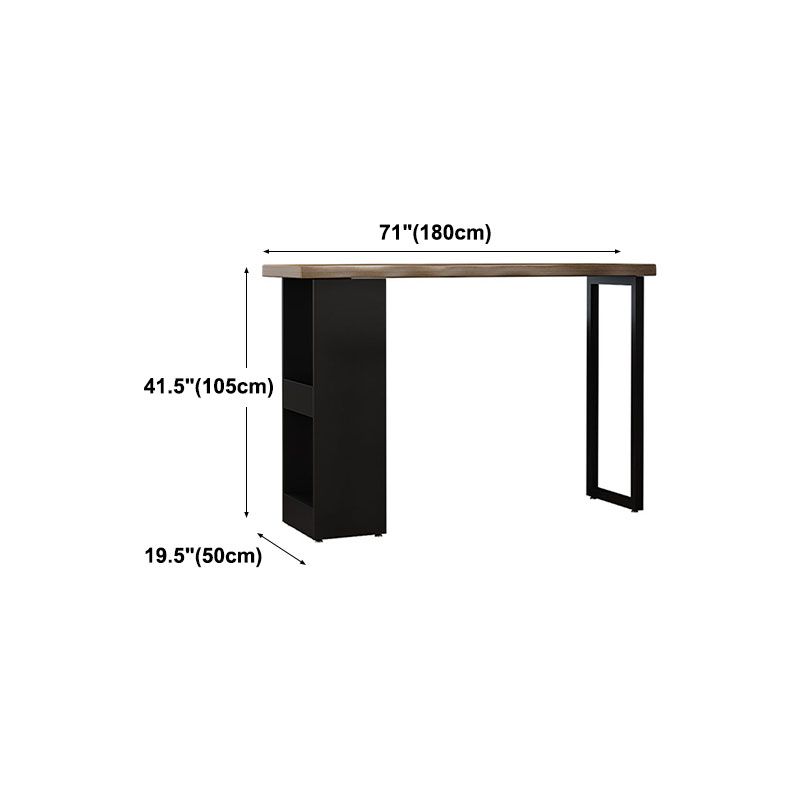 Industrial Pine Pub Bar Table Indoor Iron Double Pedestal Bar Dining Table with 2-Shelf Clearhalo 'Bar Furniture' 'Bar Tables' 'bar_tables' 'furn' 'furn_bar_tables' 'Furniture' 'furniture_bar_tables' 'Kitchen & Dining Furniture' 'kitchen&dining_furn' 'kitchen' 1200x1200_7b0a65cf-1750-4985-b3ca-67ab48ee58a5