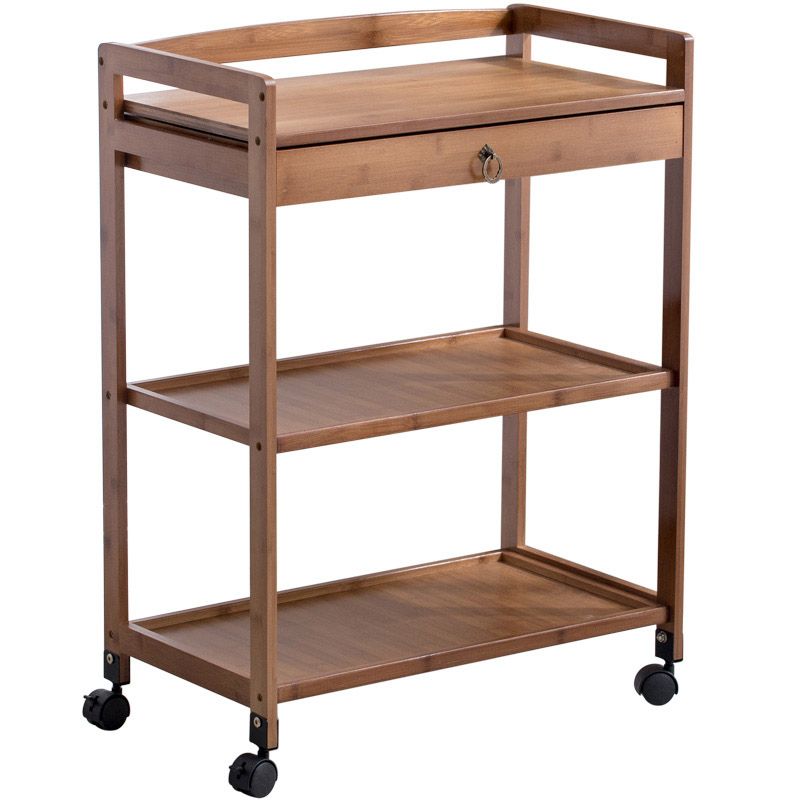 Modern Open Storage Kitchen Trolley Rolling Prep Table with Open Shelves