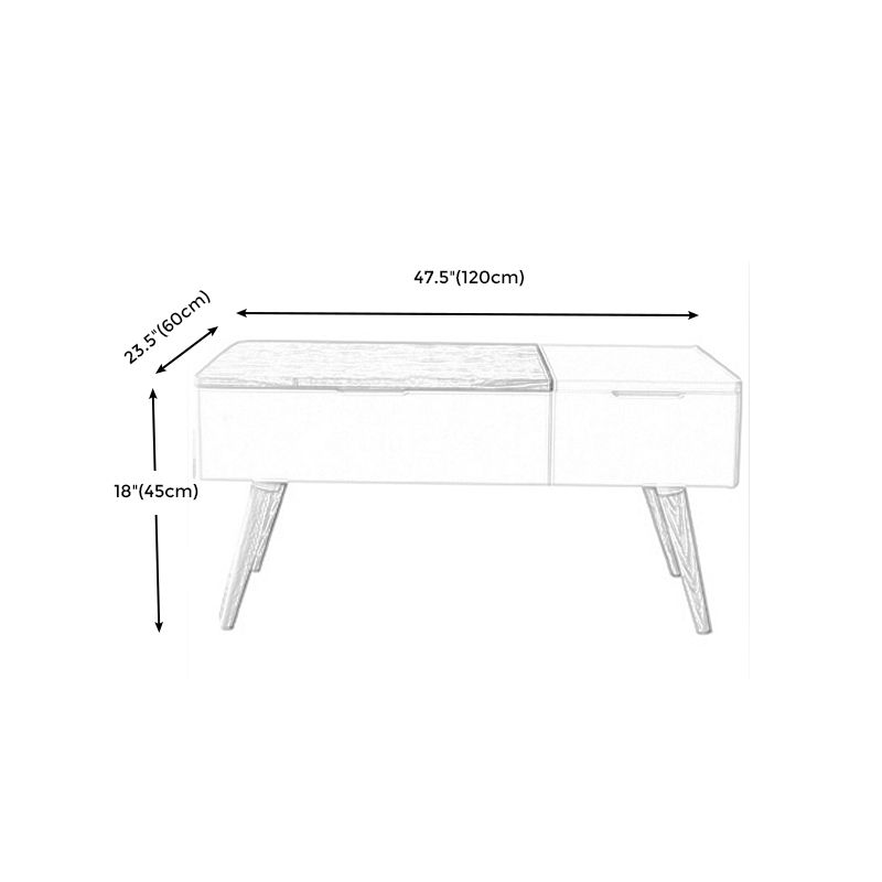 Retangular Natural Wood 4 Legs Coffee Table 1 Single Modern Cocktail Table with Drawers