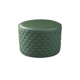 Water Resistant Pouf Ottoman Genuine Leather Round Solid Modern Ottoman