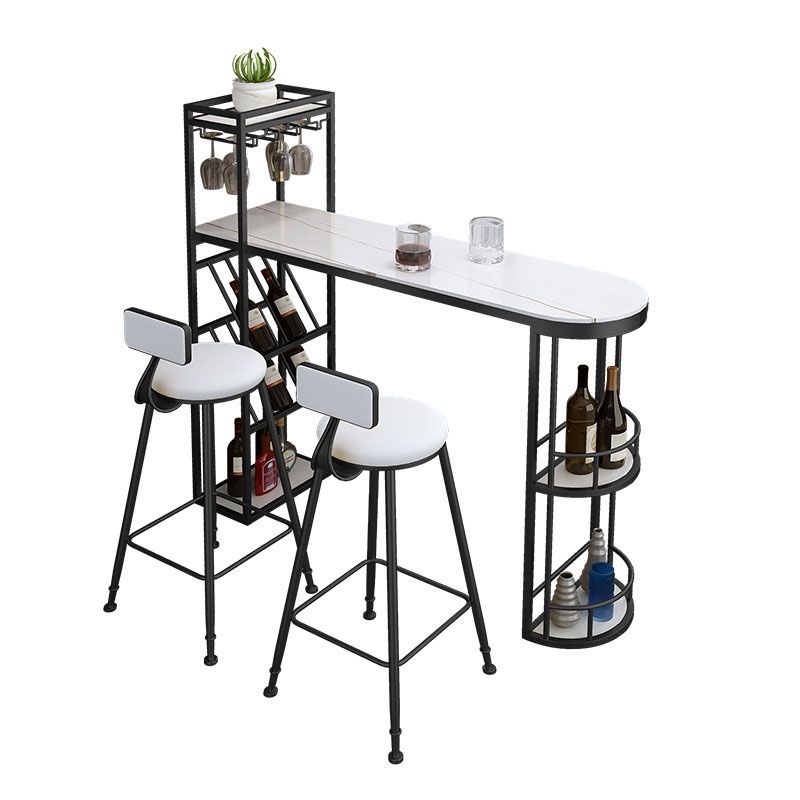 Glam 1/2/3 Pieces Bar Table Set Rectangle Stone Bar Table with Metal High Stools Clearhalo 'Bar Furniture' 'furn' 'furn_home_bar_bar_sets' 'Furniture' 'Home Bars & Bar Sets' 'home_bar_bar_sets' 'Kitchen & Dining Furniture' 1200x1200_7b103ef9-1baf-41bf-aa4f-e3ebdc165ec6