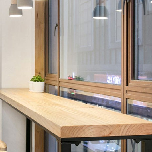 Modern Style Light Brown Bar Table Solid Wood and Iron Coffee Shop Bar Table Clearhalo 'Bar Furniture' 'Bar Tables' 'bar_tables' 'furn' 'furn_bar_tables' 'Furniture' 'furniture_bar_tables' 'Kitchen & Dining Furniture' 1200x1200_7b11c6f9-fb2c-47d7-97b2-3a5e353935fb