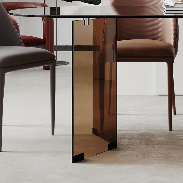 Clear Glass Contemporary Oval Table Glass Top Table with Double Pedestal Clearhalo ' dining_table' 'Dining Tables & Seating' 'Dining Tables' 'furn' 'furn_dining_table' 'Furniture' 'furniture_dining_table' 'Kitchen & Dining Furniture' 'kitchen&dining_furn' 'kitchen' 'kitchen_dining_table' 1200x1200_7b129e59-a445-4dc2-b7cc-791b294d187e