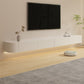 Meuble TV contemporain en pierre, Console blanche flottante, support multimédia pour salon