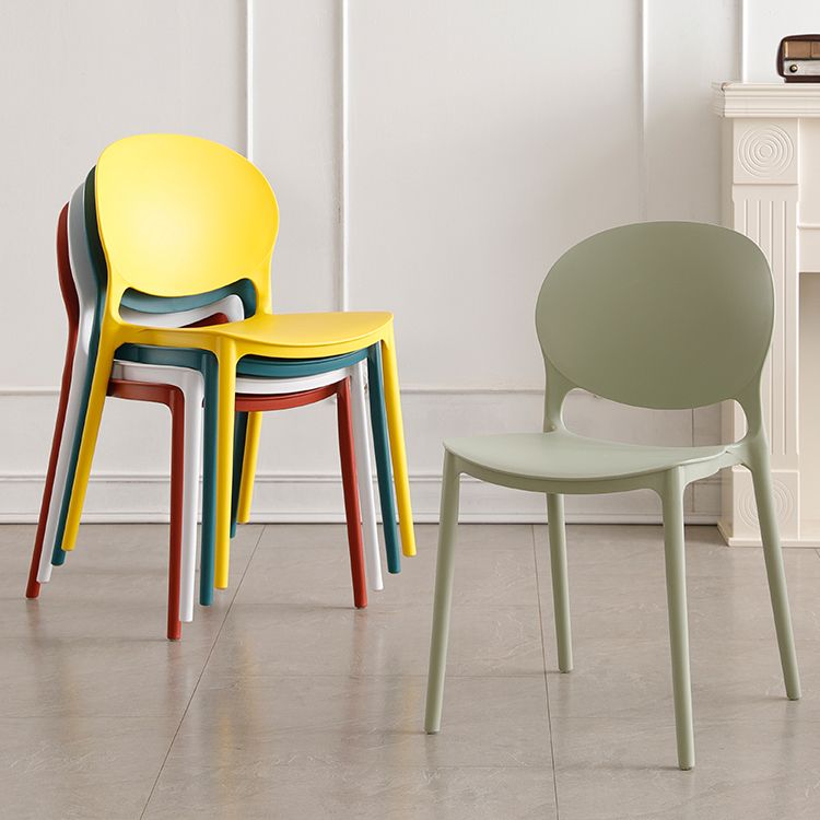 Plastic Stackable Armless Dining Chairs Open Back Side Chair (Set of 4) Clearhalo ' kitchen&dining_furn' 'Dining Chairs' 'Dining Tables & Seating' 'dining_chair' 'furn' 'furn_dining_chair' 'Furniture' 'furniture_dining_chair' 'Kitchen & Dining Furniture' 'kitchen' 1200x1200_7b15a3bc-6cdd-47a4-8b15-d575853ed752