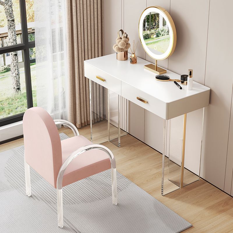 Contemporary Vanity Dressing Table with Stone Top and Acrylic Base