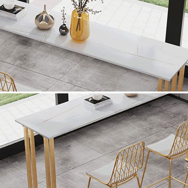 Stenen bar eettafel traditionele luxe rechthoekige bar eettafel met sleeënbasis