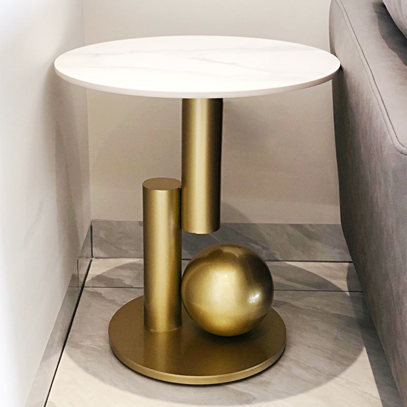 Piedistal Base Design Tavolo da lastra di roccia Top Oro nero/grigio/bianco Tavolino rotondo