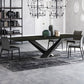 Sintered Stone Rectangle Dining Table Industrial Black Kitchen Table with Pedestal Base Clearhalo 'Dining Tables & Seating' 'Dining Tables' 'dining_table' 'furn' 'furn_dining_table' 'Furniture' 'furniture_dining_table' 'Kitchen & Dining Furniture' 'kitchen' 'kitchen_dining_table' 1200x1200_7b1d1dd4-8ca6-4dc7-93e7-dac62a86f705