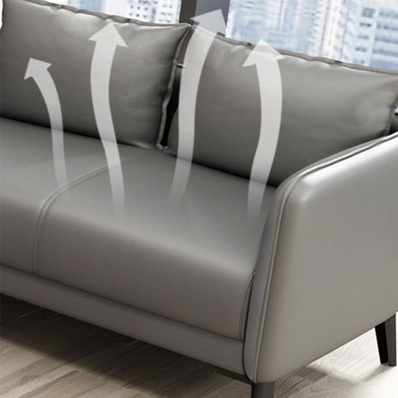 Sofá de almohada de cuero asiento de brazo cuadrado para sala de estar