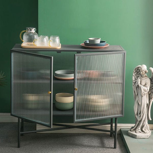 Woonkamer minimalisme buffet server glas 2 deuren metalen frame eetkamer server