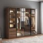 Brown Storage Cabinet with Glass Doors Contemporary Cabinet with Drawers