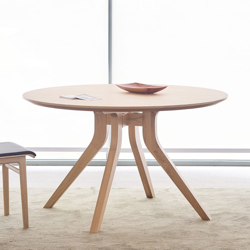 Natural Round Table Wooden Dining Room Kitchen Home Furniture with 4 Legs Clearhalo 'Dining Tables & Seating' 'Dining Tables' 'dining_table' 'furn' 'furn_dining_table' 'Furniture' 'Kitchen & Dining Furniture' 1200x1200_7b1f0a4a-928a-4504-b384-8297fc4312b6