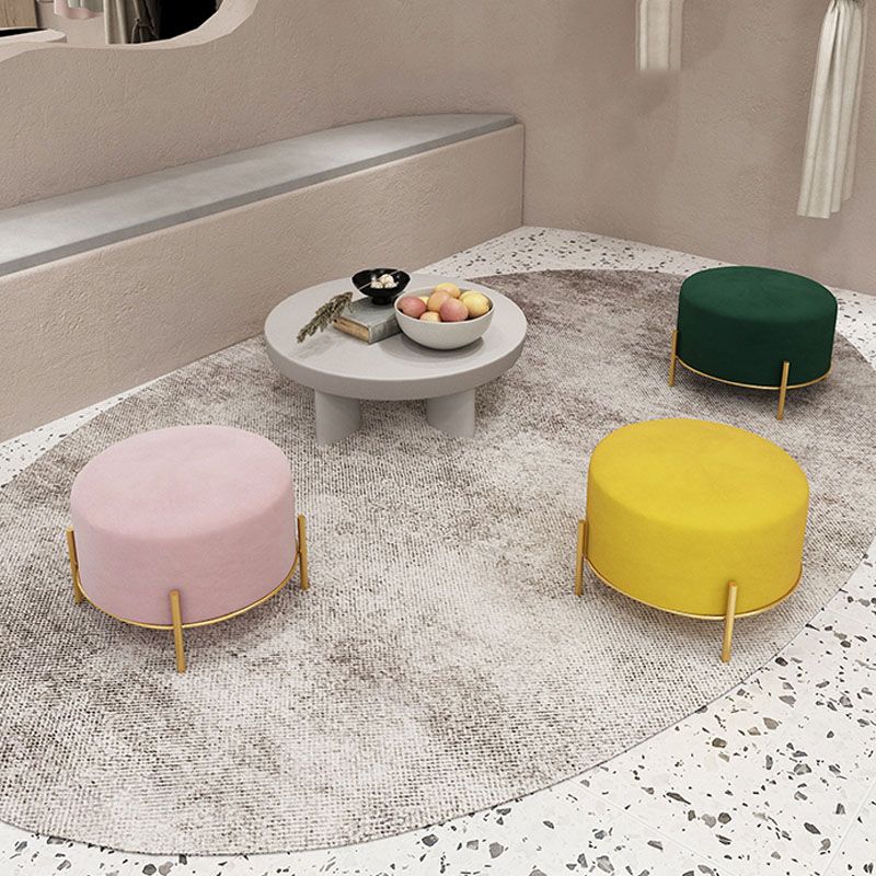 Solid Color Round Ottoman Mildew Resistant Velvet Upholstered Ottoman Clearhalo 'furn' 'furn_ottomans_poufs' 'Furniture' 'Living Room Furniture' 'Ottomans & Poufs' 'ottomans_poufs' 1200x1200_7b1fc704-14c4-4c0d-abfd-a354a5175d8d