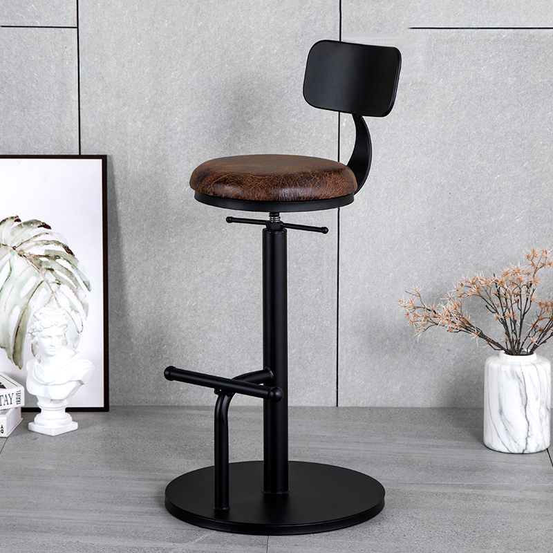 Industrial Adjustable Height Swivel Bar Stool Black Footrest Home Stool Clearhalo 'Bar Furniture' 'Bar Stools' 'bar_stools' 'furn' 'furn_bar_stools' 'Furniture' 'furniture_bar_stools' 'Kitchen & Dining Furniture' 1200x1200_7b206f94-5efe-4d6f-b915-8ffbf8c8b5b8