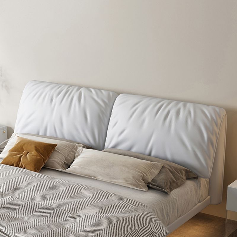 Glam Wood and Upholstered Headboard Bed Steel Frame Standard Bed Clearhalo 'Bedroom Furniture' 'Beds' 'furn' 'furn_beds' 'Furniture' 1200x1200_7b2163b2-4b9a-4666-9f18-9db16d0cfac9