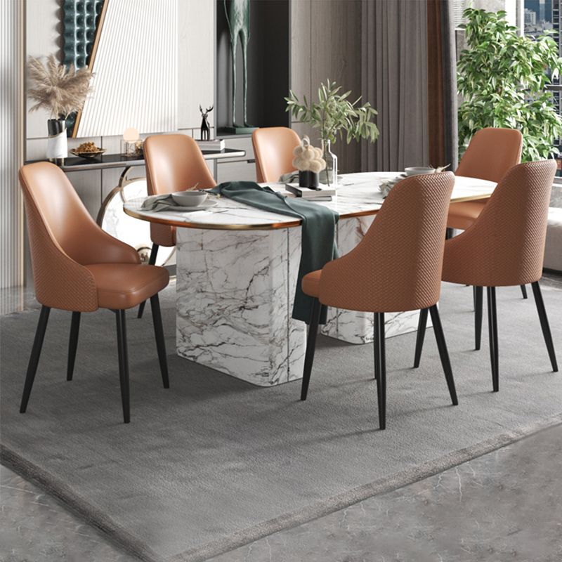Industrial Style Side Chair Leather Side Dining Chair with Metal Base Clearhalo 'Dining Chairs' 'Dining Tables & Seating' 'dining_chair' 'furn' 'furn_dining_chair' 'Furniture' 'Kitchen & Dining Furniture' 1200x1200_7b220690-0595-4fe8-a542-259554153b6f