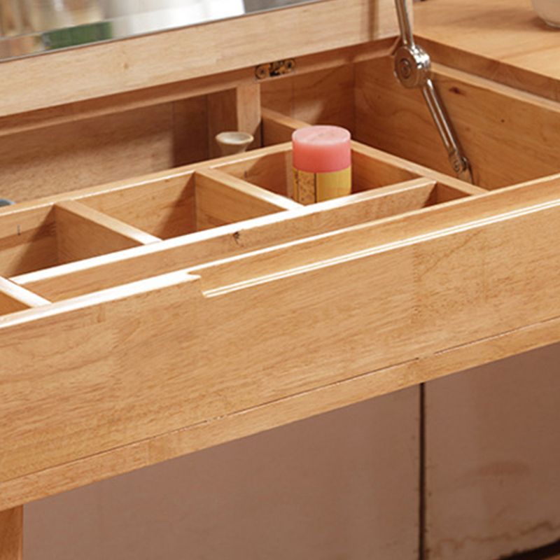 Scandinavian Rubberwood Vanity Flip Single Mirror Jewelry Vanity Desk Clearhalo 'Bedroom Furniture' 'furn' 'furn_makeup_vanities' 'Furniture' 'Makeup Vanities' 'makeup_vanities' 1200x1200_7b2266a4-6491-4691-b638-36ff53b911d0