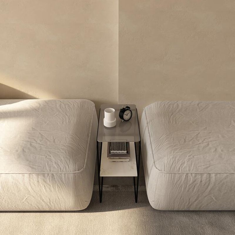 Modern Rectangular Glass Side End Table Sled Side Table with Metal Base Clearhalo 'Coffee & Accent Tables' 'End & Side Tables' 'end_side_tables' 'furn' 'furn_end_side_tables' 'Furniture' 'Living Room Furniture' 1200x1200_7b229d68-d168-4b80-ba87-cf446102980a