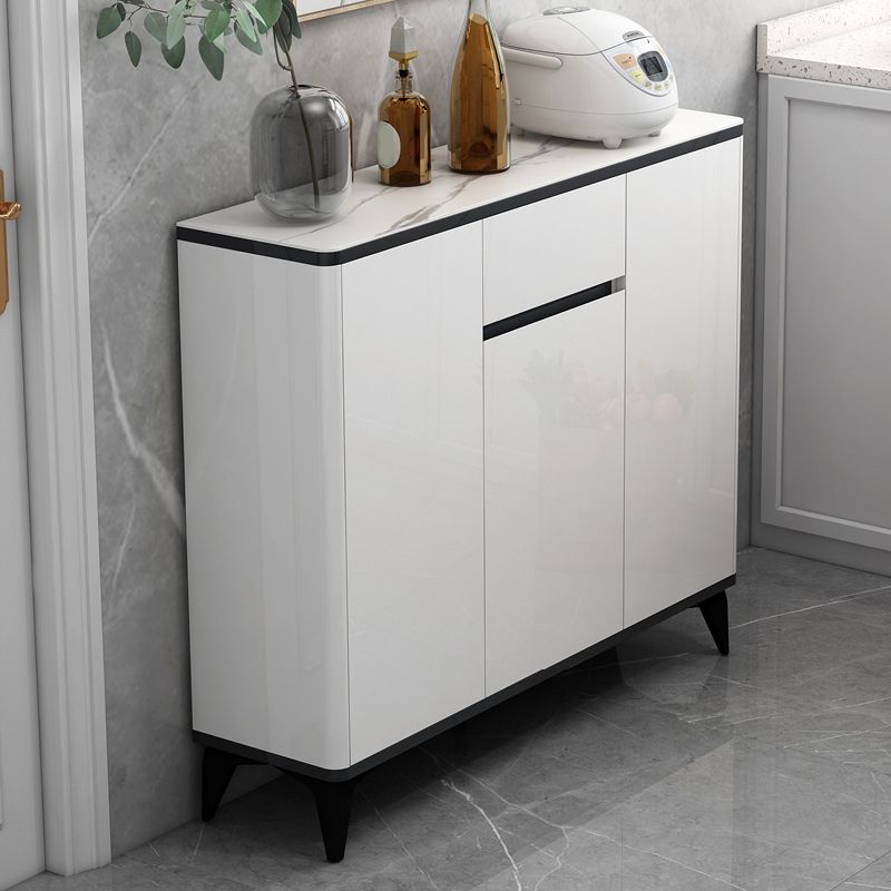 Cena in vetro Sideboard Sideboard White Mirroring Board con gambe metalliche
