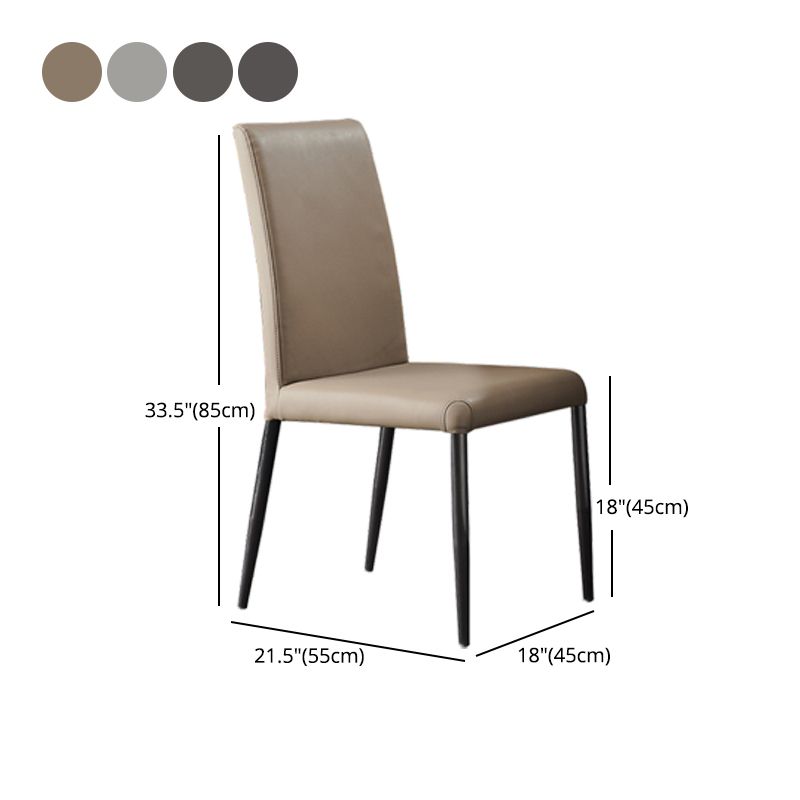 Industrial Design Solid Back Dining Side Chairs Faux Leather Dining Chairs Clearhalo ' kitchen&dining_furn' 'Dining Chairs' 'Dining Tables & Seating' 'dining_chair' 'furn' 'furn_dining_chair' 'Furniture' 'furniture_dining_chair' 'Kitchen & Dining Furniture' 'kitchen' 1200x1200_7b23463c-736f-42fe-9183-96a7b1e9c62e