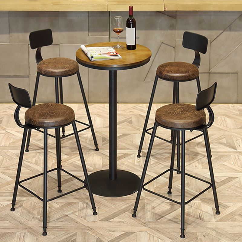 Modern Style Bar Chair with Low Back Footrest Round Seat Iron Legs for Kitchen Bar Clearhalo 'Bar Furniture' 'Bar Stools' 'bar_stools' 'furn' 'furn_bar_stools' 'furniture_bar_stools' 'Kitchen & Dining Furniture' 'kitchen&dining_furn' 'kitchen' 'kitchen_furn' Furniture' 1200x1200_7b265df3-9ebf-4cd1-bc02-8bd7127ad186