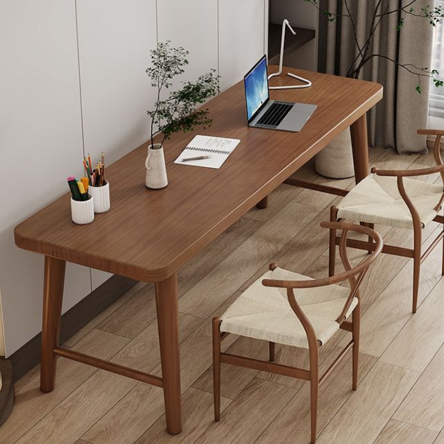 Scrivania curva in legno massiccio moderno da 23,62 pollici da ufficio largo