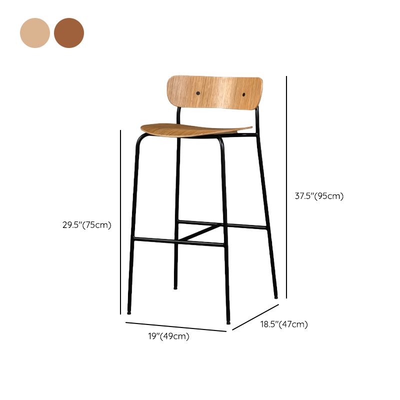 Contemporary Backrest Solid Wood and Metal Counter High Stool with 4 Legs Clearhalo 'Bar Furniture' 'Bar Stools' 'bar_stools' 'furn' 'furn_bar_stools' 'Furniture' 'Kitchen & Dining Furniture' 1200x1200_7b270e87-1cd7-4ccf-831d-cb21a5b1526e