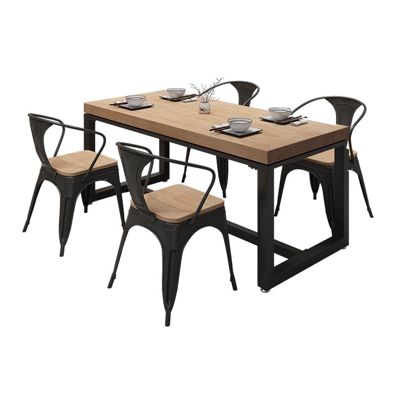 Industrial Style Solid Wood Dining Set with Traditional Height Table and Trestle Base Clearhalo 'Dining Room Sets' 'Dining Tables & Seating' 'dining_room_set' 'furn' 'furn_dining_room_set' 'Furniture' 'furniture_dining_room_set' 'Kitchen & Dining Furniture' 'kitchen&dining_furn' 'kitchen' 1200x1200_7b274e8d-f898-4e88-88de-2748772f8d4a